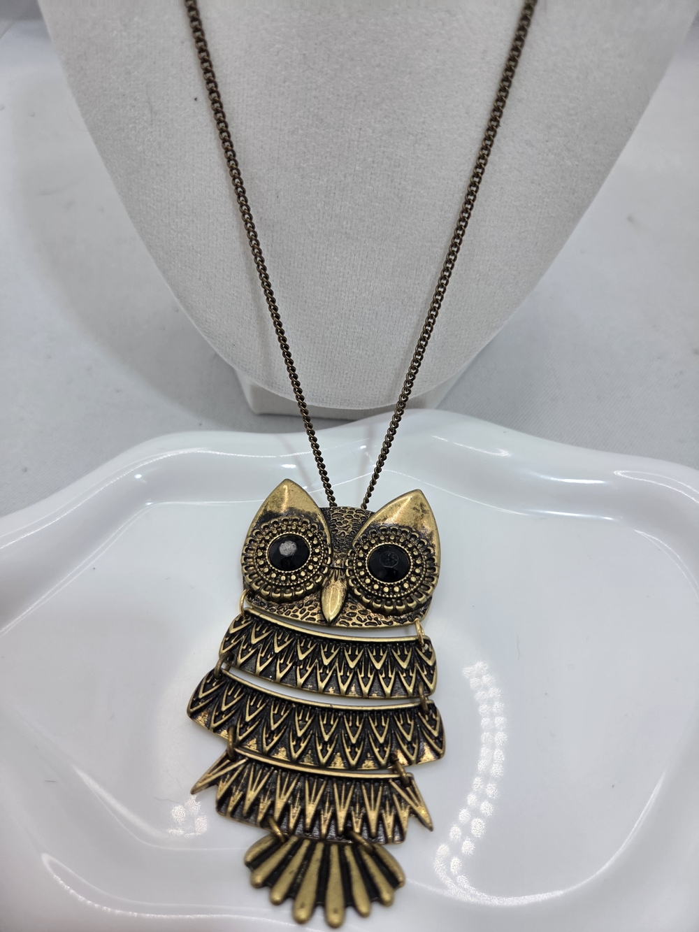 🦉✨ Vintage AVON SHB Antique Brass Articulated Owl Pendant  Necklace /Pin  🌿🖤